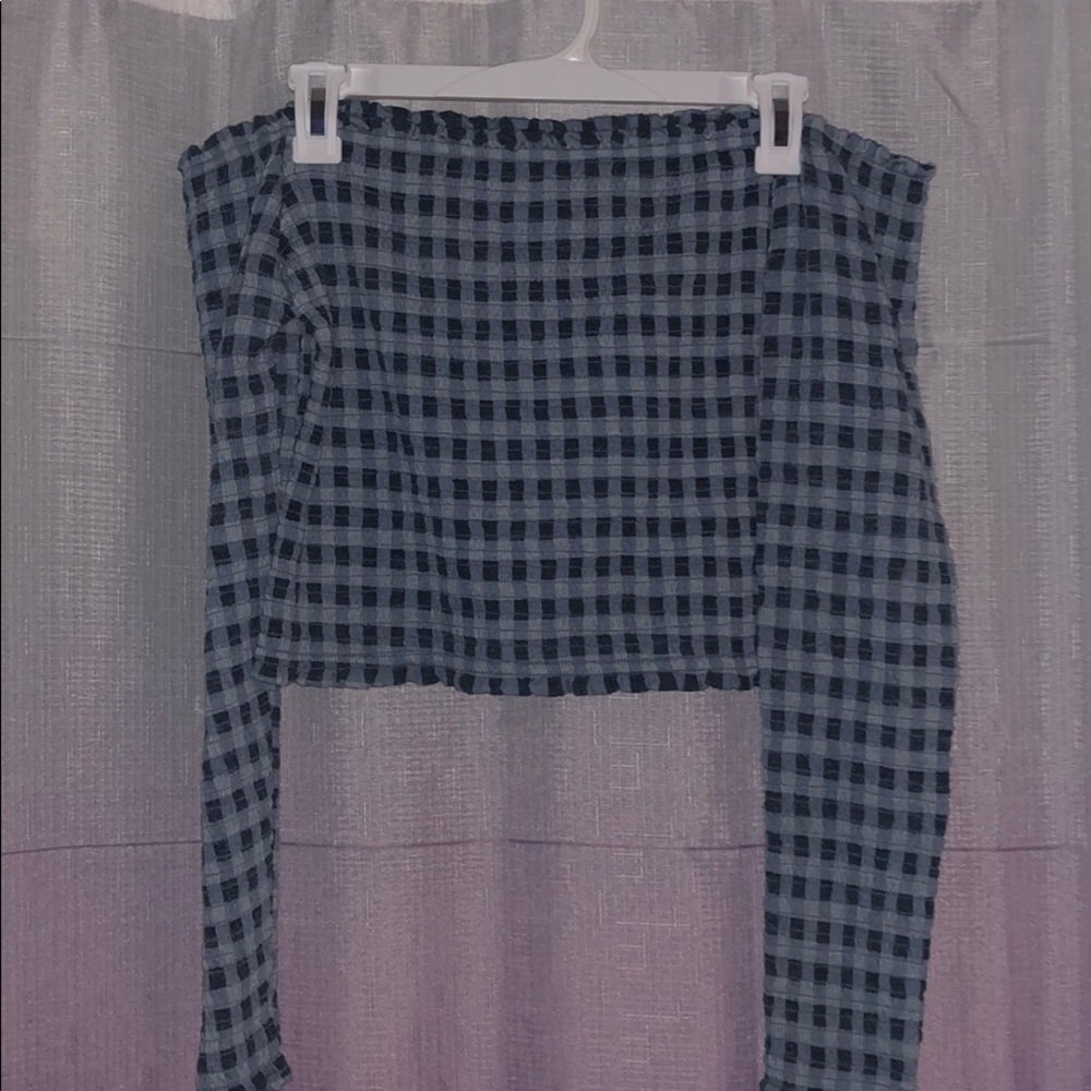 Off the shoulder plaid top